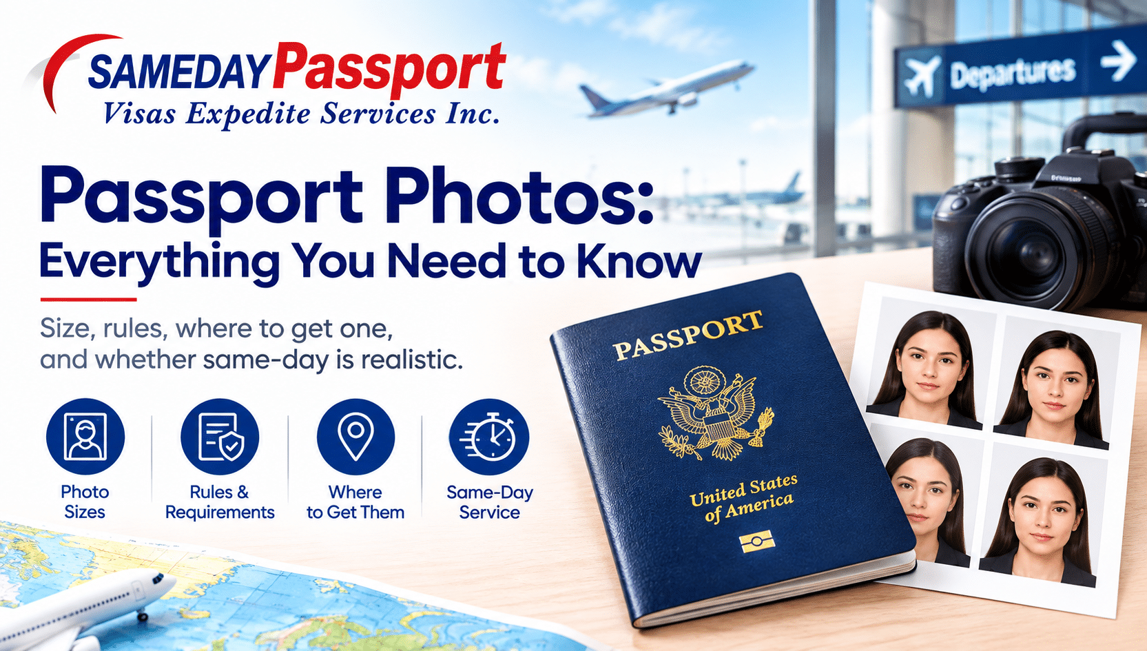 Passport photos and requirements from Sameday Passport & Visa
