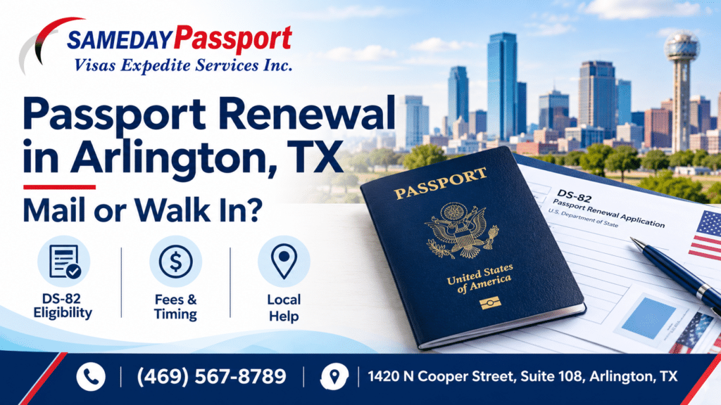 passport renewal Arlington TX mail or walk in guide 2026