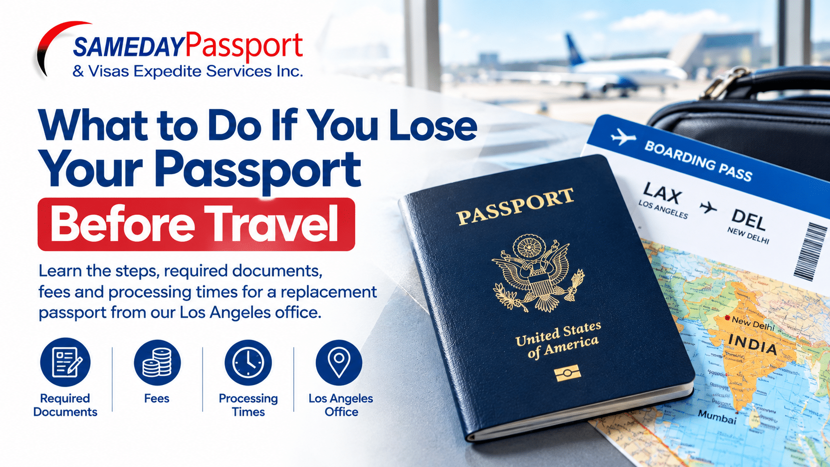 Lost passport before international travel and replacement process